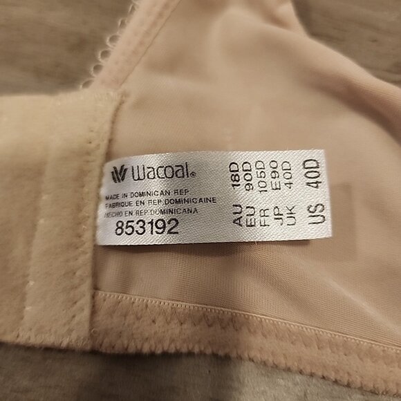 Wacoal Bra 40D Nude Underwire Lightly Lined 853192 - Picture 3 of 3